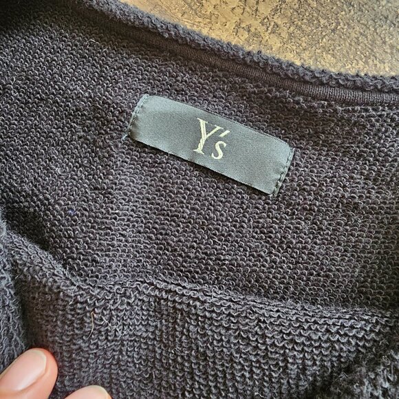 Y’s by Yohji Yamamoto Crew Neck Oversized Sweatshirt with Shirt Cuffs, S, Black - Picture 3 of 11